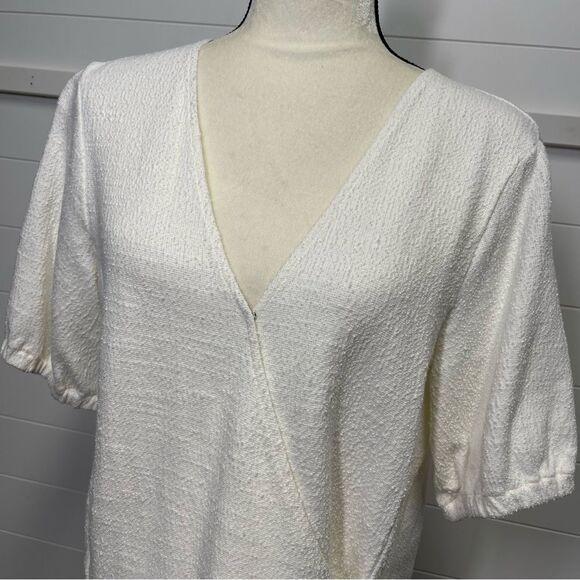 Madewell Texture & Thread White Wrap Tie Top Size Medium - Picture 4 of 11